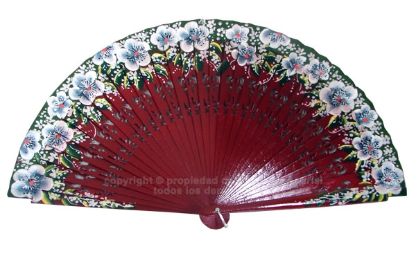1214 – Wooden fan with flowers assorted 1 side