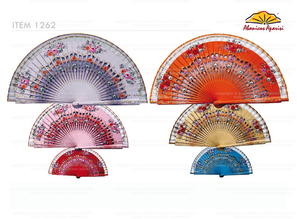 1262 – assorted fans hand painted on 2 sides