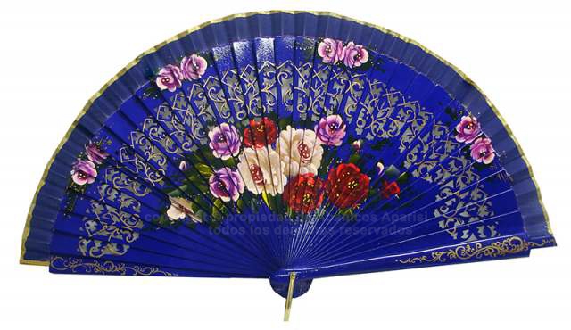 4187SU – Wood luxury fan assorted, hand painted in both sides