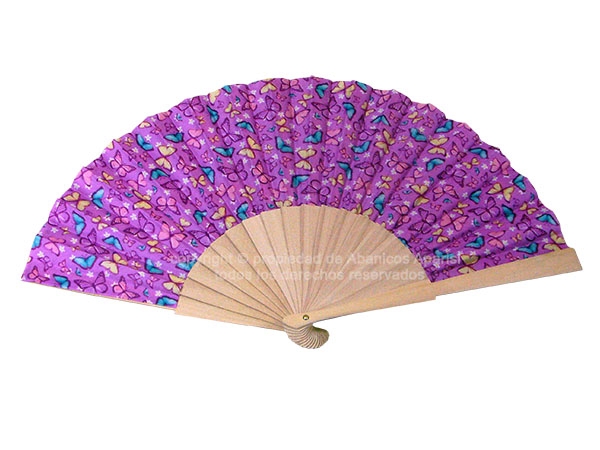 543 – Wooden fan butterfly fabric