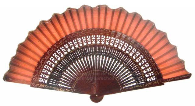 6303/4 – shaped wooden fan hand painted
