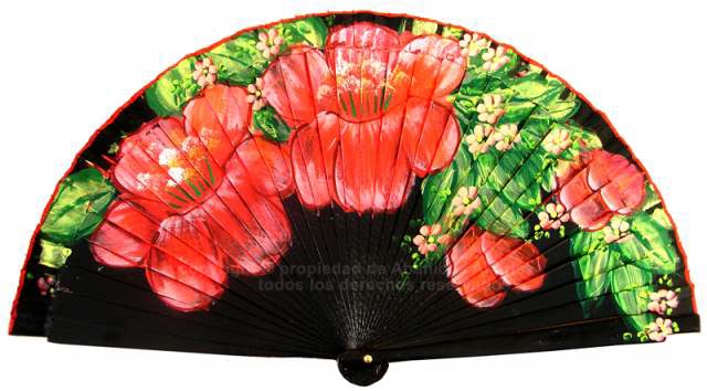 6621 – Wood fan, handpainted with floral deccor on two sides.