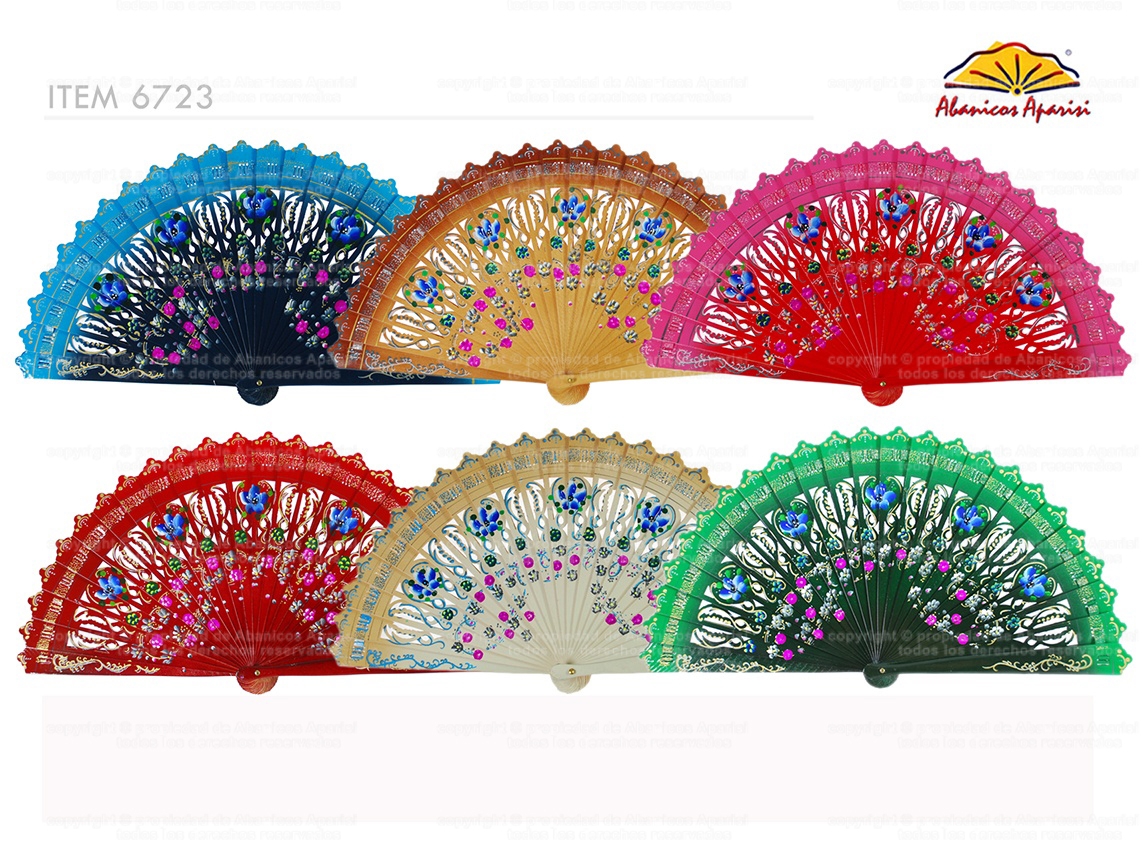 6723 – assorted “baraja” fans with floral design and painted on 2 sides