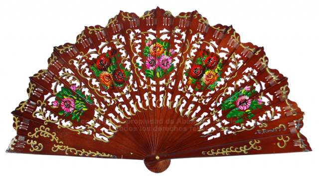 6726 – Elegant wood fan hand painted two sides.