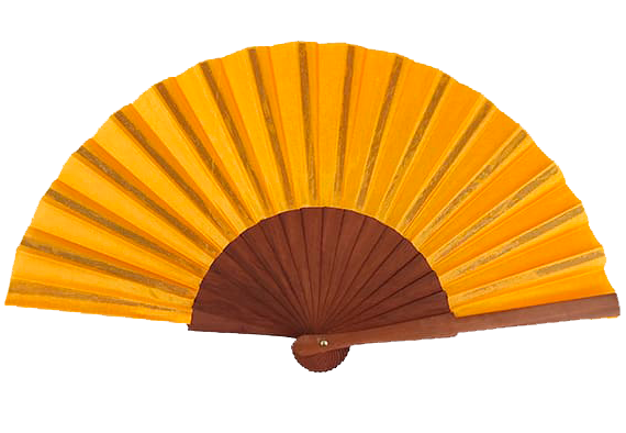 672 - Wooden fan -  luxury 19 cm (assorted colours)