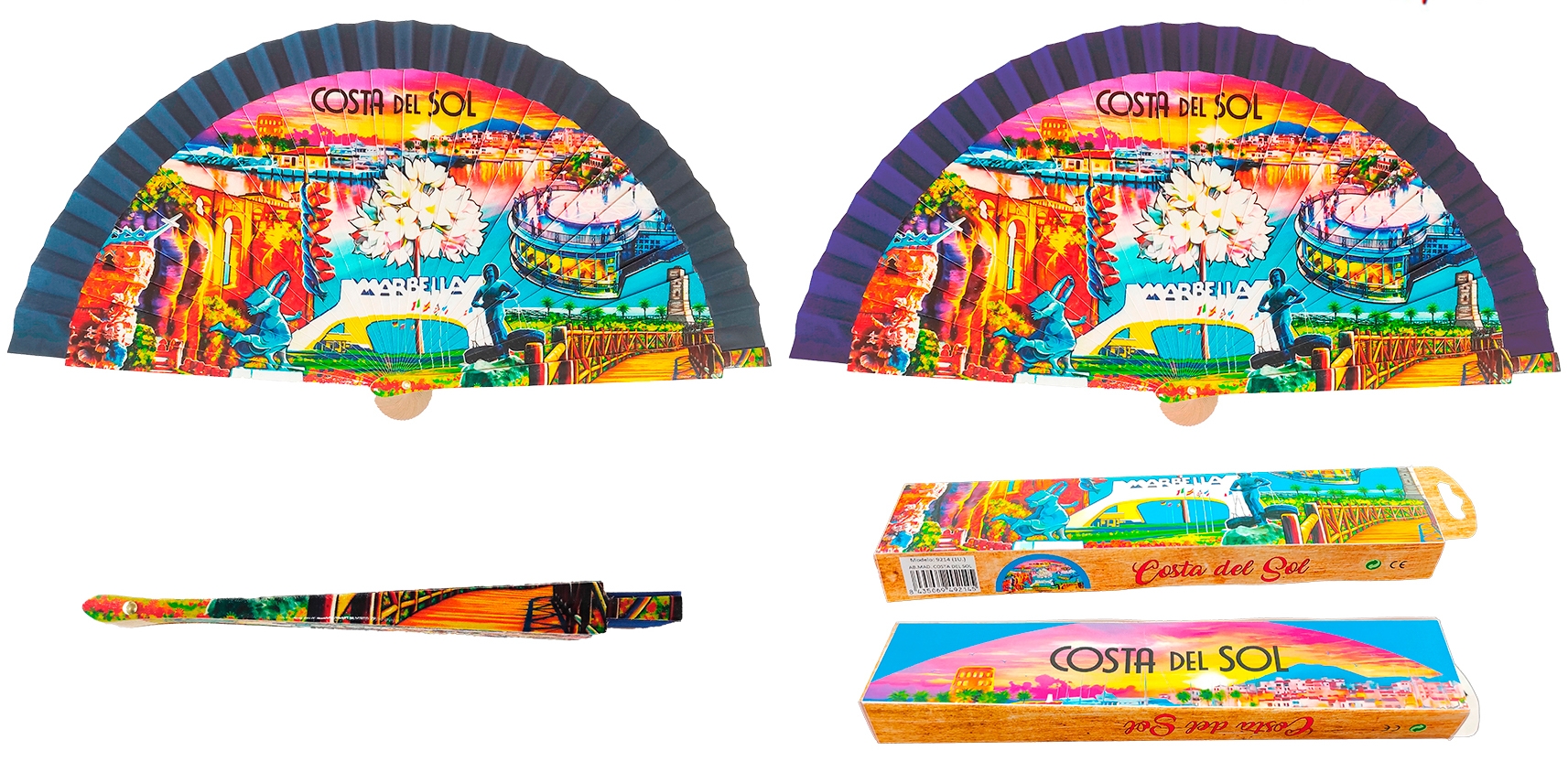 9214 - Sublimation wooden fan Costa del Sol (assorted colours)