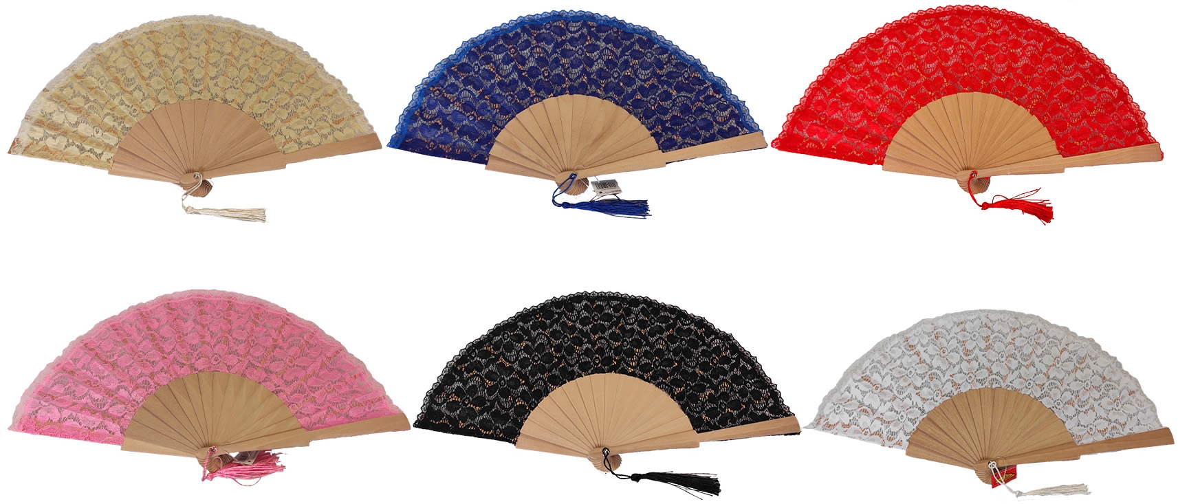 521 - Wooden natural fan lace (assorted colours)