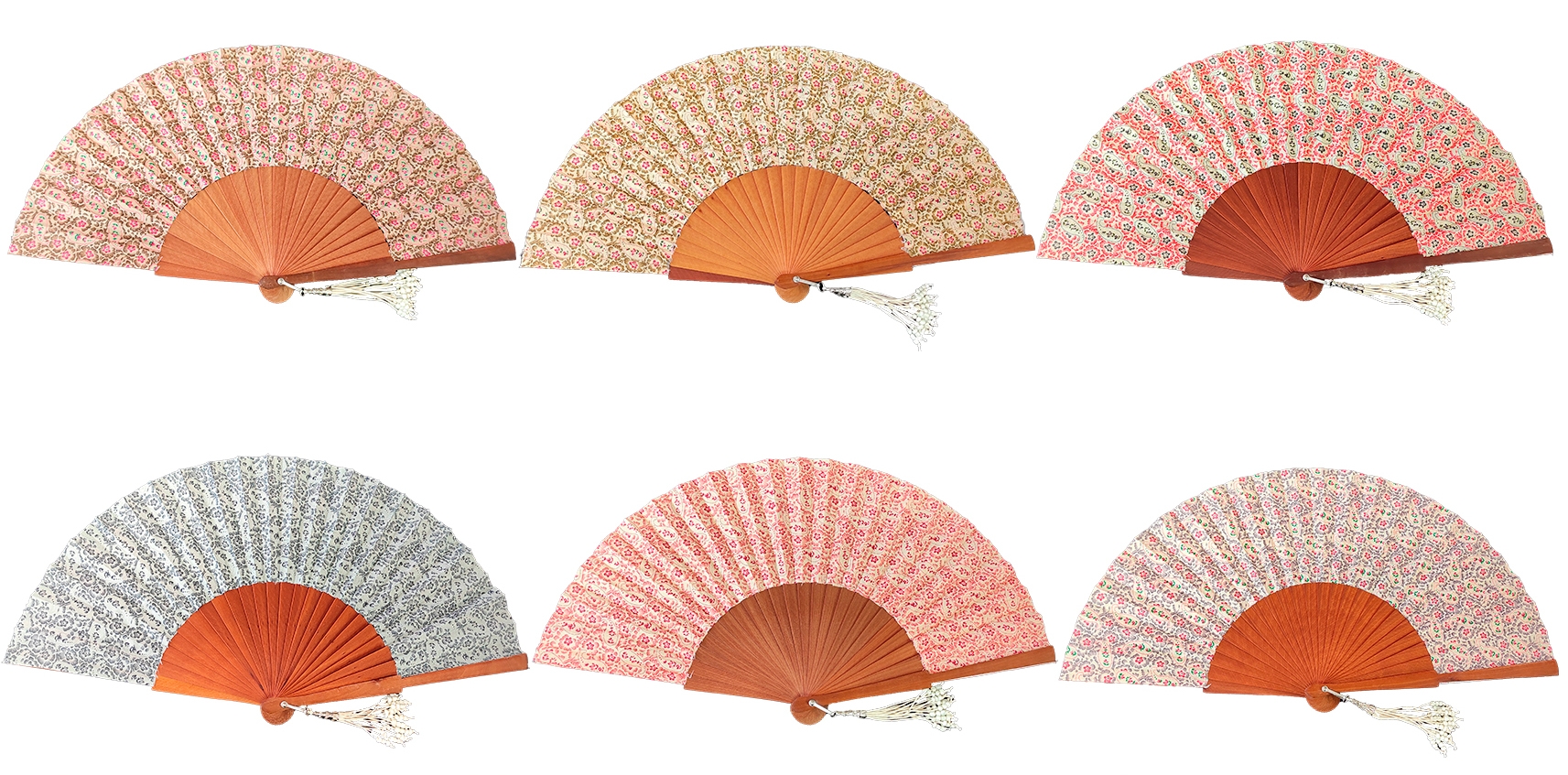 563 - Wooden fan -  luxury cashmere (assorted colours)