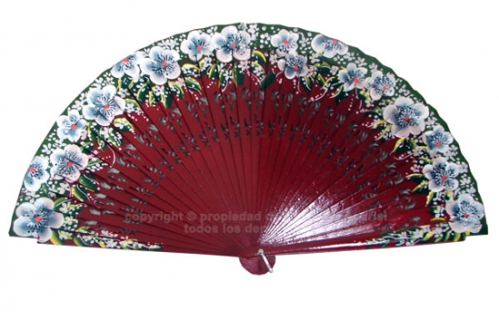 1214 – Wooden fan with flowers assorted 1 side
