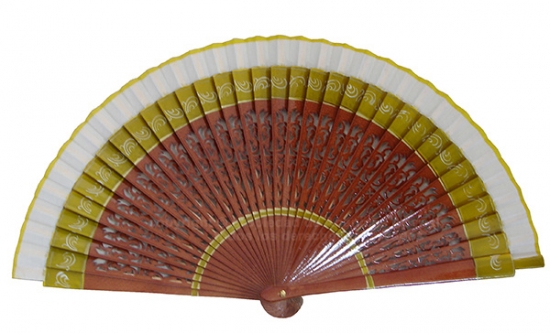 1229 – Wooden fan with hand painted border