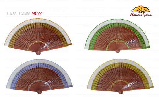 1229 – Wooden fan with hand painted border