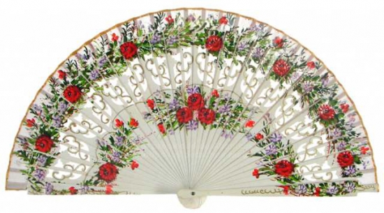 1246 – Flower painted wooden fan