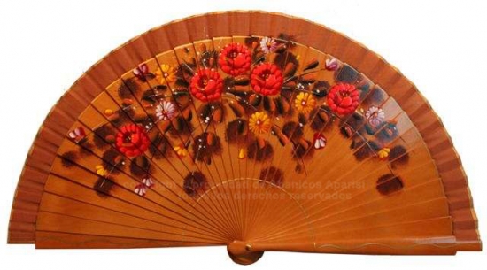 1255 – in selection of hand painted fans on 2 sides with floral designs