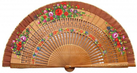 1256 – assorted fans with fretwork wood painted on 2 sides