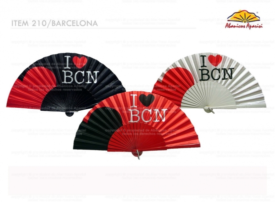 210/Barcelona – Wooden Fan I love Barcelona