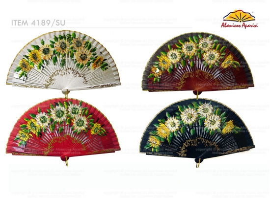 4189SU – Luxury fan Sunflower, hand painted in both sides