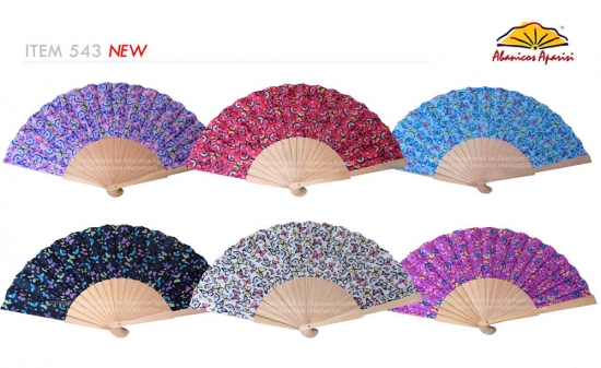 543 – Wooden fan butterfly fabric