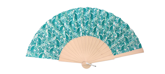 560 - Wooden fan -  cashmere (assorted colours)