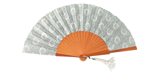 562 - Wooden fan -  luxury cashmere (assorted colours)