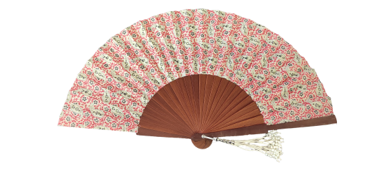 563 - Wooden fan -  luxury cashmere (assorted colours)