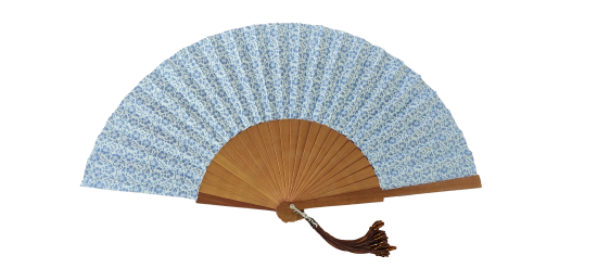 564 - Wooden fan -  luxury flowers (assorted colours)