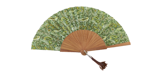 565 - Wooden fan -  luxury cashmere (assorted colours)