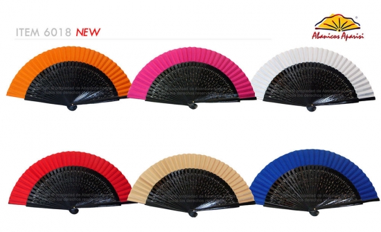 Wooden fan black openwork fabric colours