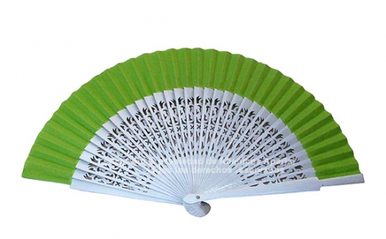6019 - Wooden fan white openwork fabric colours