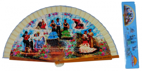 60200 – Wooden fans with the Sevillanas design, 6 different designs each fan comes in an individual box with the same design as the fan.