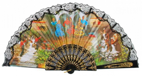 621200 - Pericon fan with lace sevillanas assorted design