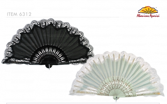 6312 – fan with lace, assorted colors: ivory and black.