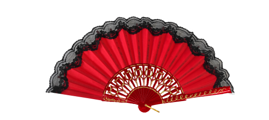 6313/11/11 RJ - RJ - Wooden fan with lace - (red)