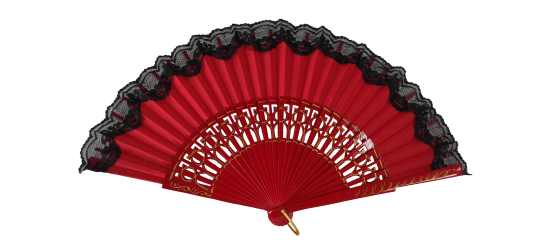 6314/11/11 RJ - RJ -  Wooden fan with lace (red)