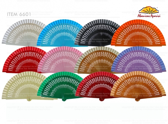 6601 – fretwork wooden handbag fan selection of colors