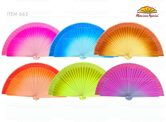 662 – handbag fan assorted plain colors with degraded effect