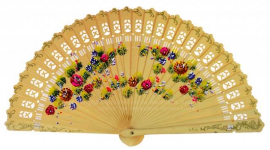 6719 – “baraja” fan floral design hand painted on 2 sides