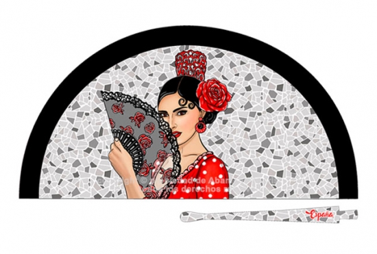 70219 – Acrylic fan flamenco woman trencadis