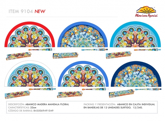 9104 - Abanico madera sublimación mandala floral