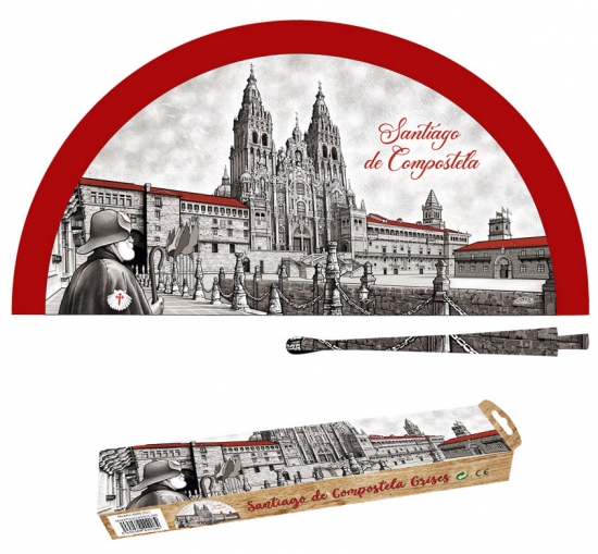 9208 - Sublimation wooden Santiago de Compostela design grey fan