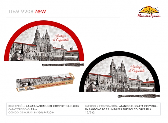 9208 - Sublimation wooden Santiago de Compostela design grey fan