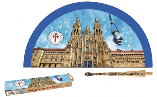 9209 - Sublimation wooden Santiago de Compostela design Obradoiro fan