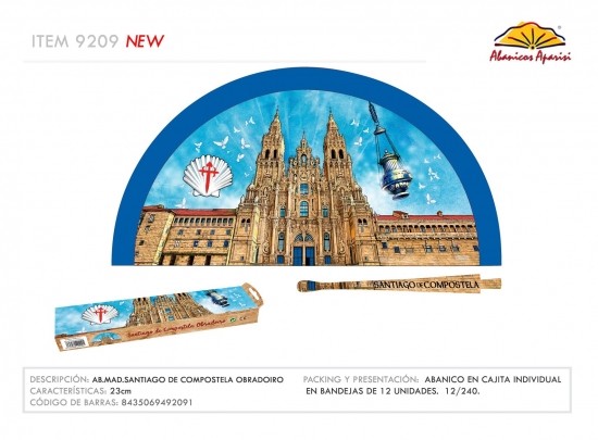 9209 - Sublimation wooden Santiago de Compostela design Obradoiro fan