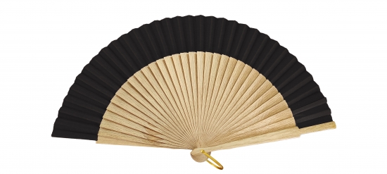 96/1 - Oak wooden fan fabric colour black