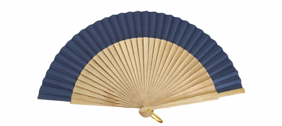 96/3 - Oak wooden fan fabric colour navy blue