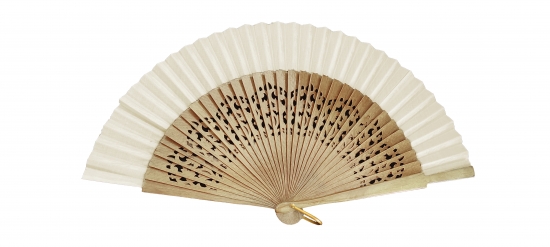 97/9 - Oak wooden openwork fan fabric colour beige