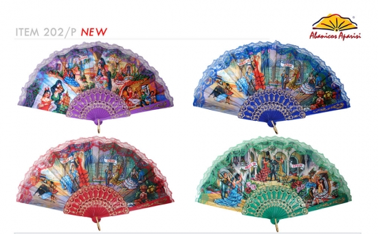 202 – P – Plastic fan tourism coloured lace
