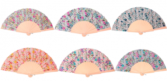 559 - Wooden fan -  mosaic flowers (assorted colours)