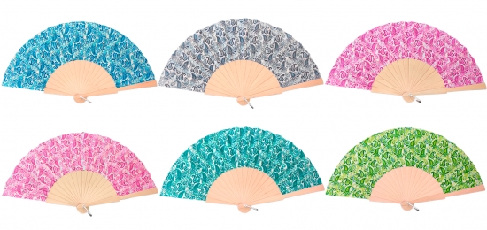 560 - Wooden fan -  cashmere (assorted colours)