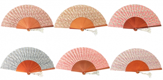 563 - Wooden fan -  luxury cashmere (assorted colours)