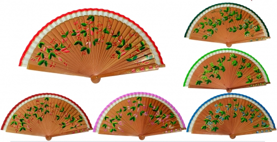 9434 - Wooden luxury fan - (assorted colours)